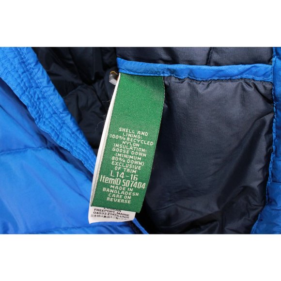 LL Bean Ultralight 650 Deep Sapphire Nylon Down Hooded Winter Jacket L14-16 - Picture 6 of 9